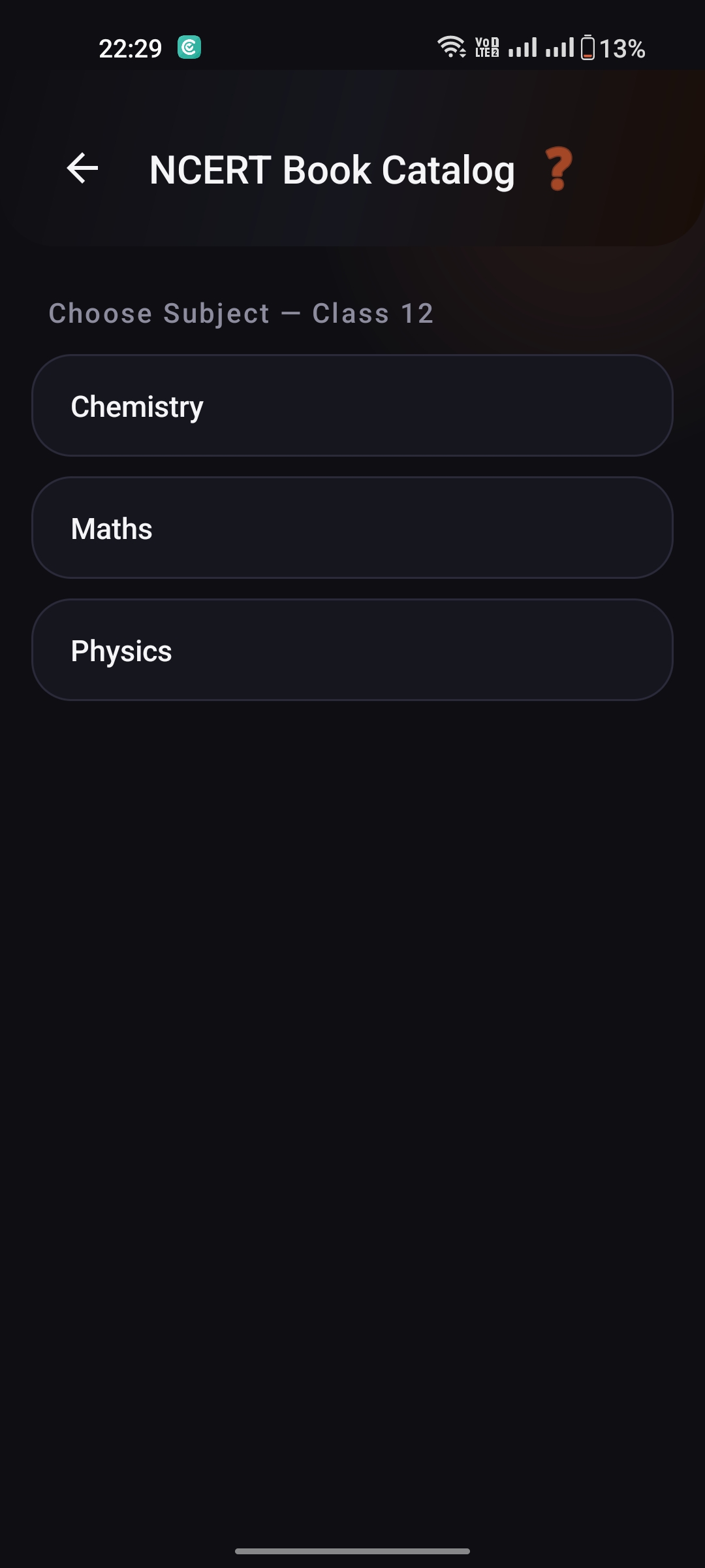 Question Bank Screen